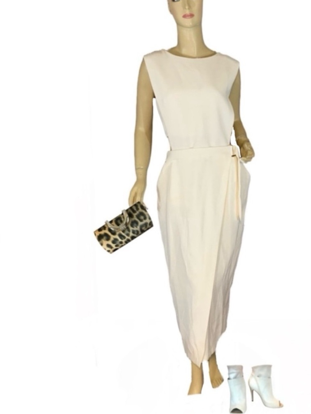 ASOS OFF WHITE MAXI DRESS WITH SIDE CUT OUTS NWT (14)